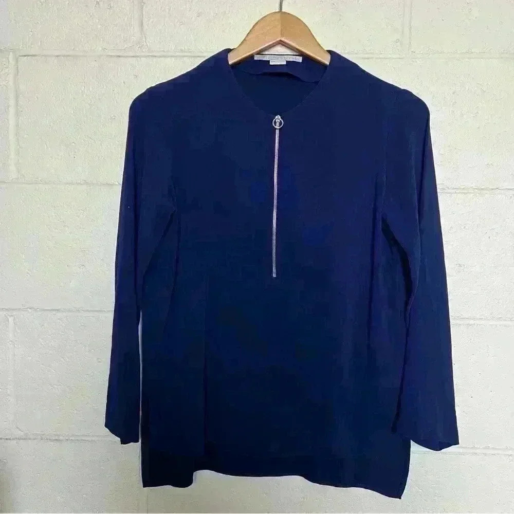 Stella McCartney Zip-Front Long Sleeve Blouse Size 36